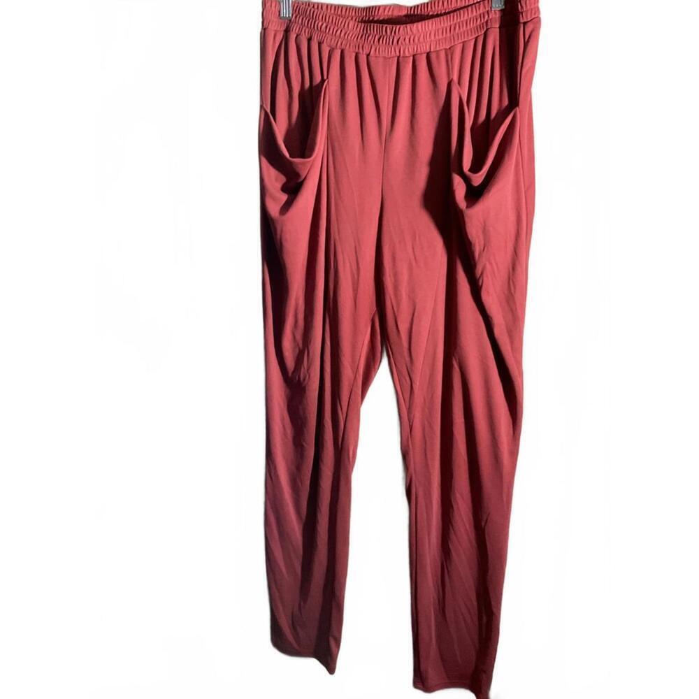 BCBG Comfy High-Waist Ribbed Pants with Pockets - Large Everyday Wear